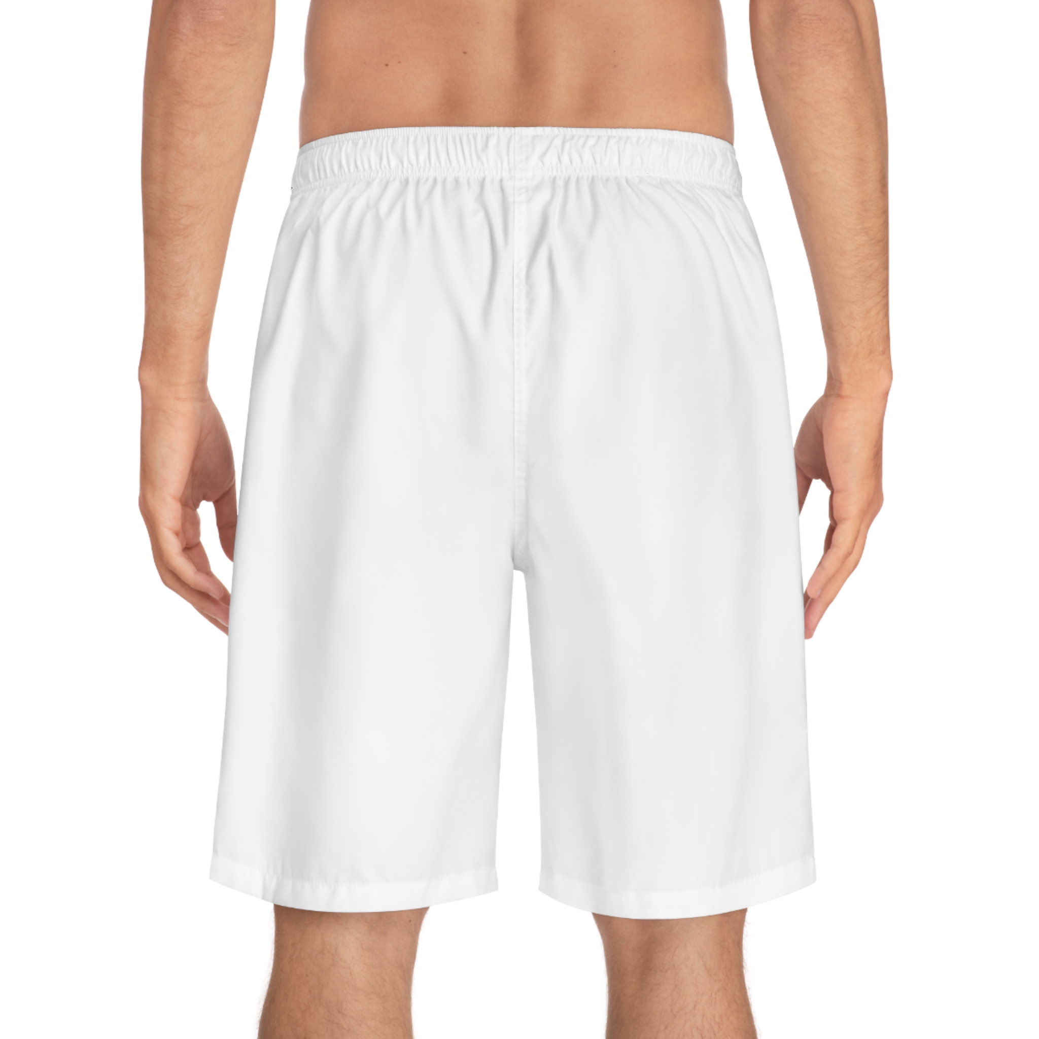 men's white board shorts with monogram logo – casual beach swim trunks men's white board shorts with monogram logo – casual beach swim trunks