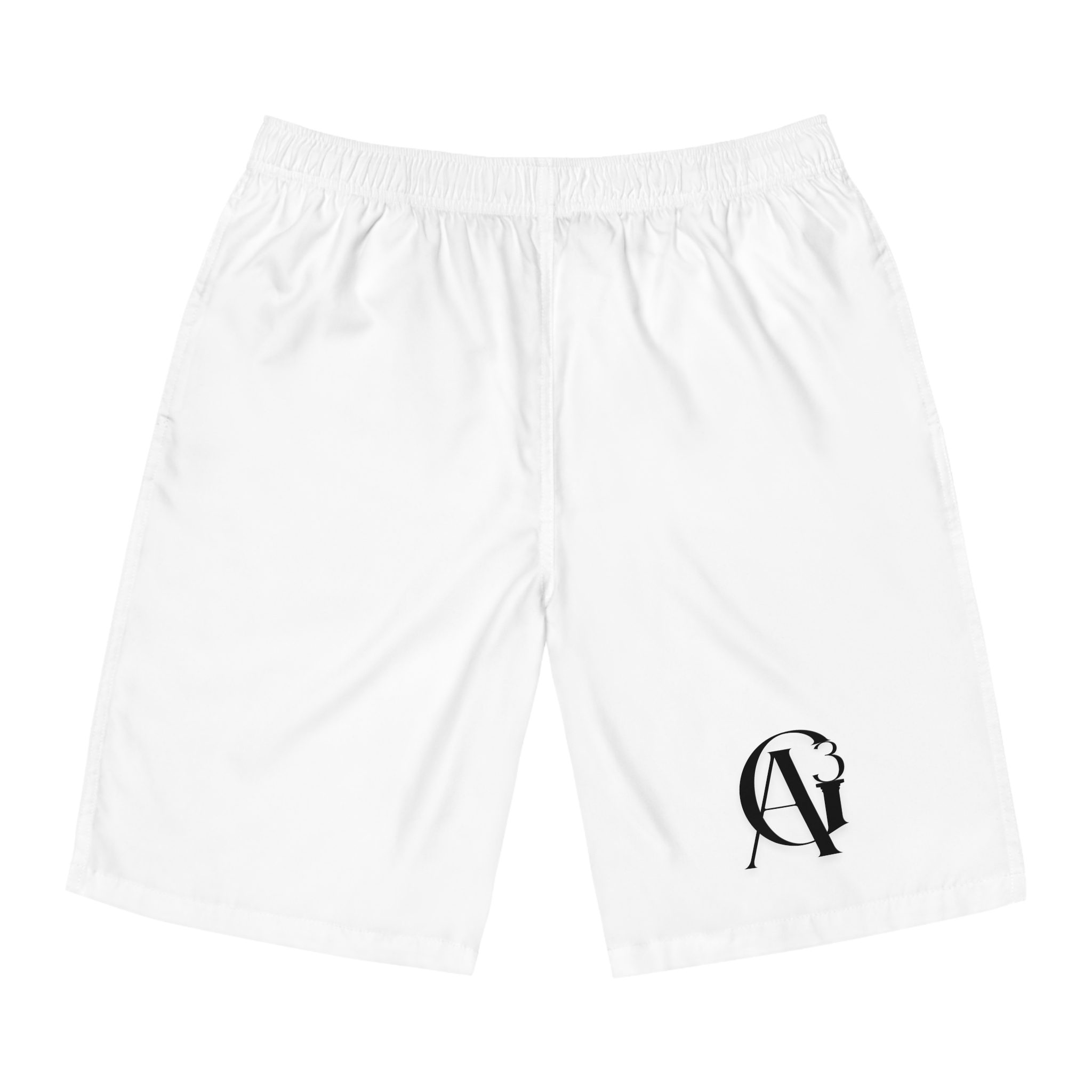men's white board shorts with monogram logo – casual beach swim trunks men's white board shorts with monogram logo – casual beach swim trunks